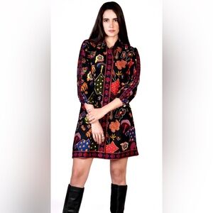 Maude Vivante Mini Dress NWT Boho Artsy Print Cotton Shirt Dress M